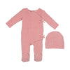 Maniere Velour Wrap Boys Footie and Beanie, Mauve