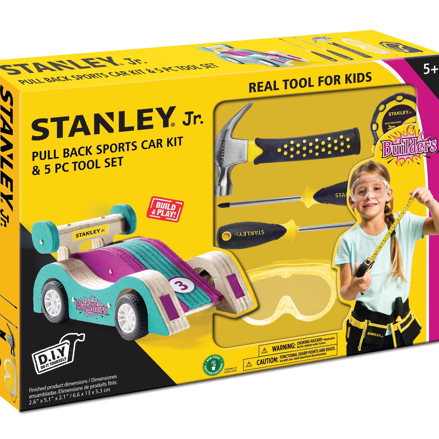 Stanley Jr Pull Back Sports Car Kit and 5-Piece Tool Set (Tool