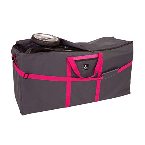 JL Childress Grey with Fuchsia Trim Standard and Dual Stroller Travel Bag