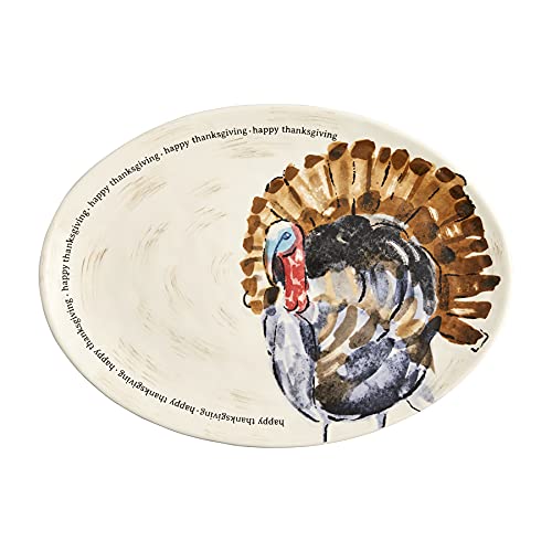 Mud Pie Turkey Cracker Set - Thanksgiving Serving Dish With Towel & Toothpicks